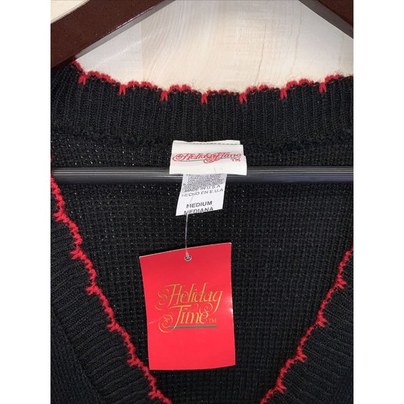 Vintage Holiday Time USA Made Womens Knit Christmas Theme Cardigan Sweater M-NWT - Picture 3 of 7